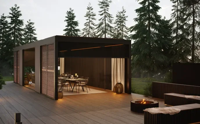 sort pergola udefra